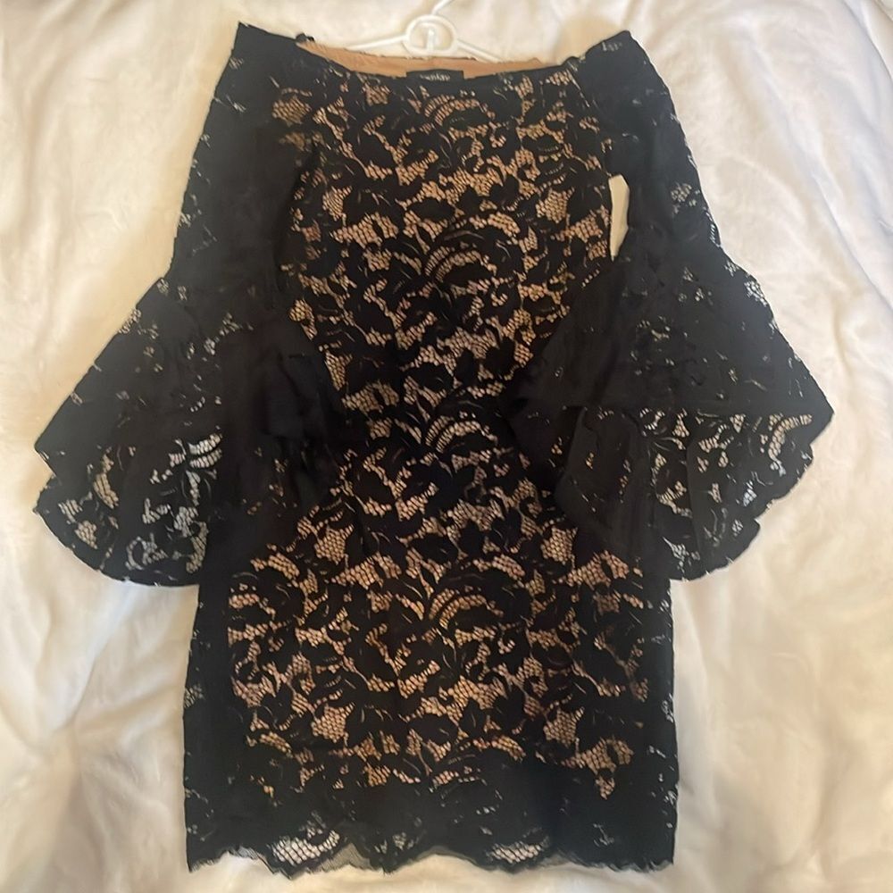 Karen Kane Black Lace Off-Shoulder Dress - Picture 2 of 10